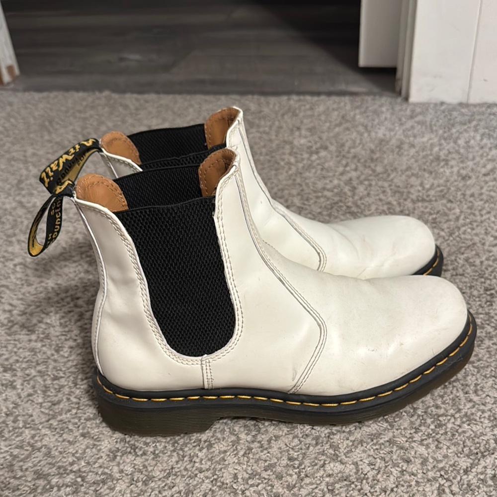 White Leather Chelsea Boots